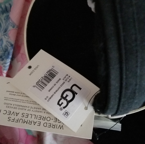 UGGS Black Leather Sheepskin Wired Earmuffs
